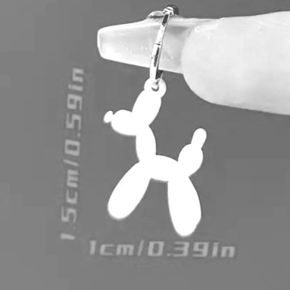 Earrings Balloon Dog Poodle Animal Puppy Fun Dangle Circus Clown Party Blue - Picture 2 of 2